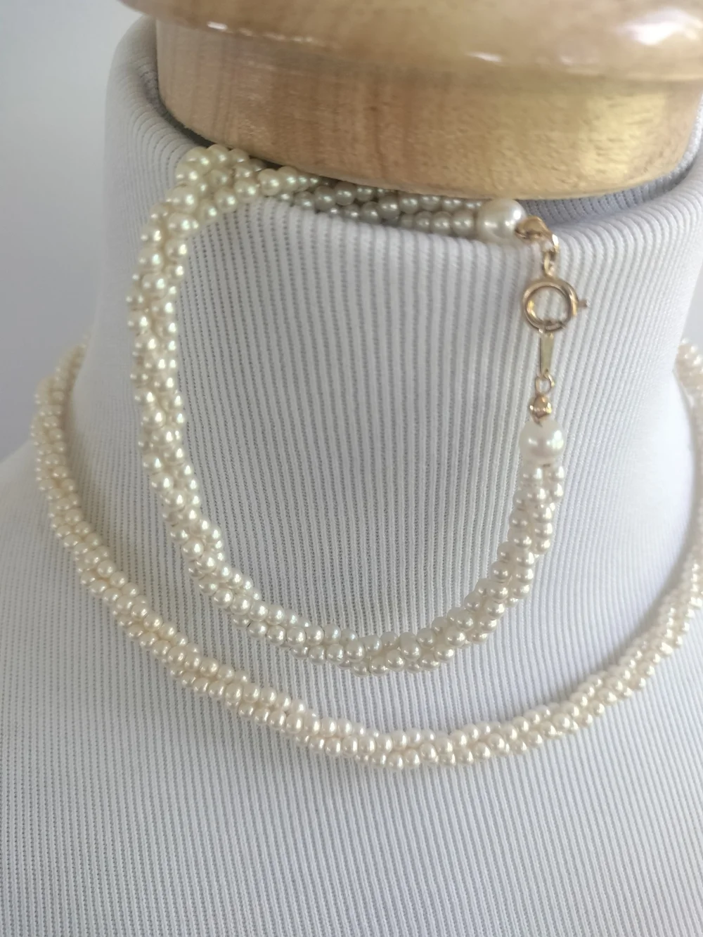 Marvella VTG Ivory Pearl Twist 16 Necklace and 7